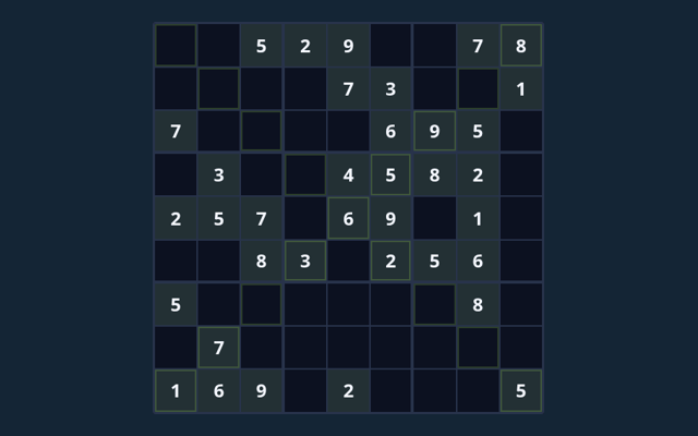 Diagonal Sudoku game board